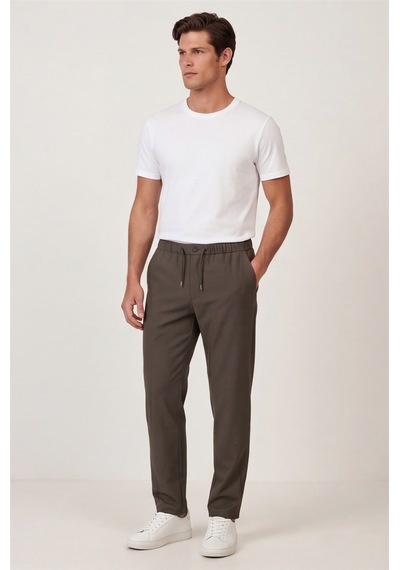 Sabri Özel Erkek Haki Normal Kesim Regular Fit Pamuklu Armürlü Bel Lastikli Jogger Pantolon Sabri Özel Erkek Haki Normal Kesim Regular Fit Pamuklu Armürlü Bel Lastikli Jogger Pantolon