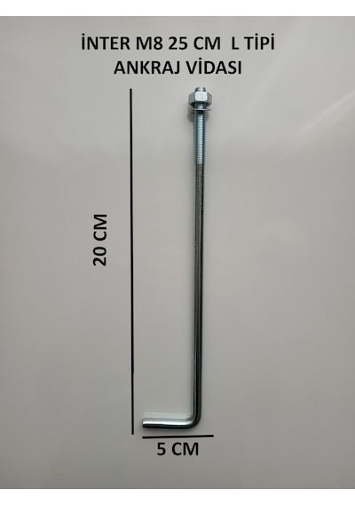 İnter L Tipi Ankraj Vidası M8 25cm 25 CM