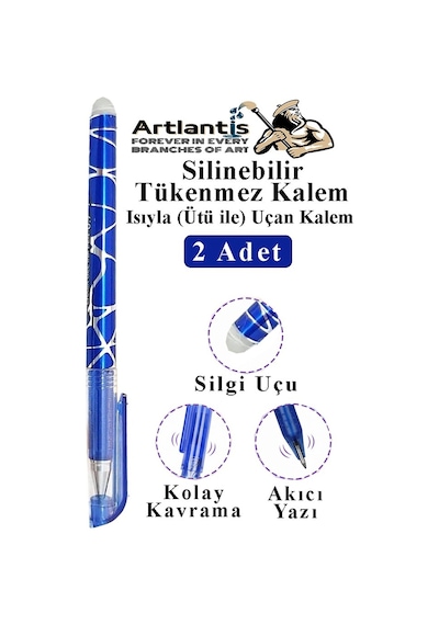 Mavi Silinebilir Tükenmez Kalem 2 Adet Bıa Silinebilir Jel Pilot Kalem Mürekkepli Kolay Silinebilir Kumaş Kalemi Mavi