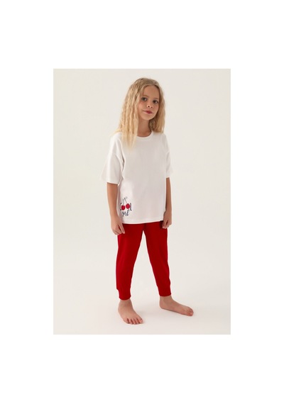 Rolypoly Kız Çocuk Beyaz Kısa Kol Pijama Takım