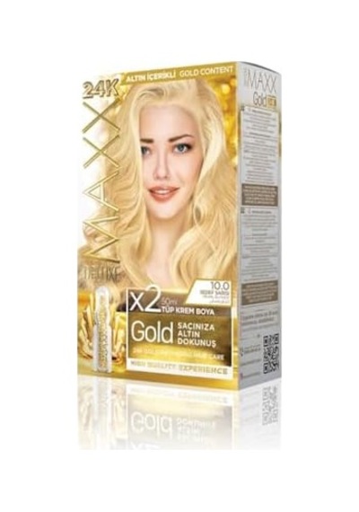 Serisi 24k Altın Parçacıklı Serum İle 1 Kutu 2 X 50 Ml Ve Geliştiriciler Saç Boyası Sarısı 10.0