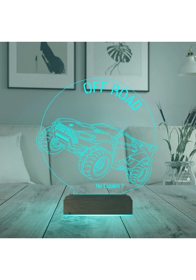 Luvivia Off Road Arazi Aracı Jeep Tasarım Kişiye Özel 3d Lamba - Masa Gece Lambası V2 Şeffaf
