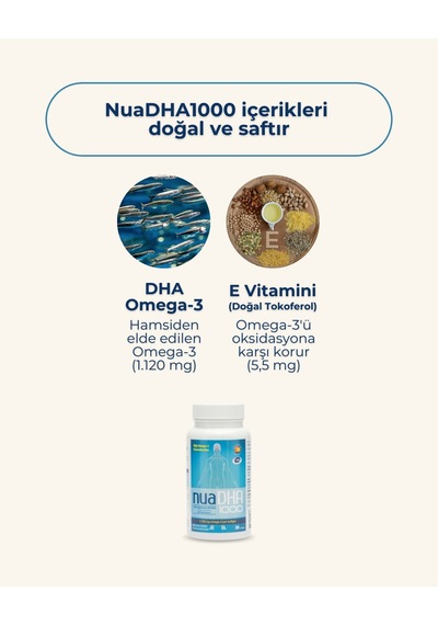 Nua Dha 1000 Omega-3 İçeren Gıda Takviyesi 30 Kapsül﻿﻿