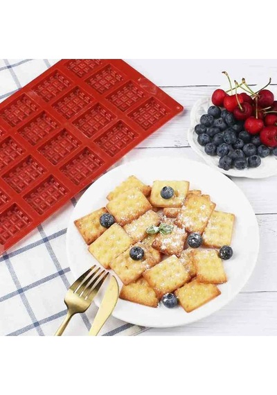 Mini Waffle Pişirme Dikdörtgen Bisküvi Çikolata Bisküvi Silikon Kalıbı Goldcakes
