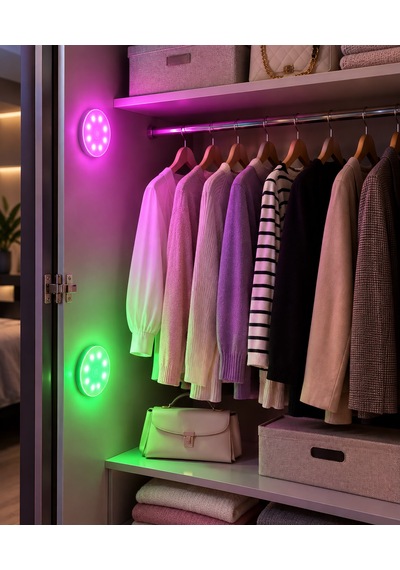 1 Adet Rgb Led Lamba Yapışkanlı Mıknatıslı Şarj Edilebilir Kumandalı Yuvarlak Renk Değiştiren Led Çok Renkli