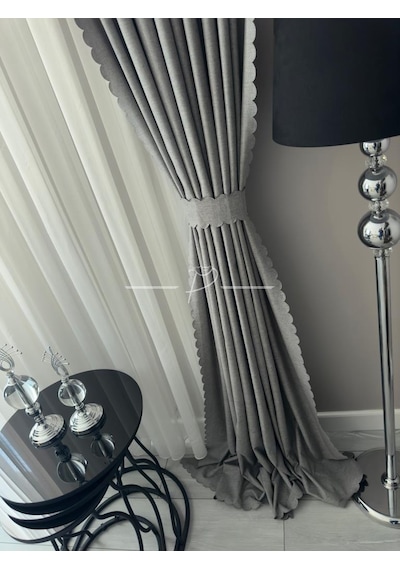 %100 Karartma Blackout Sıvama Keten Ultrasonik Kesim Fon Perde 2 Renk Seçeneği 001