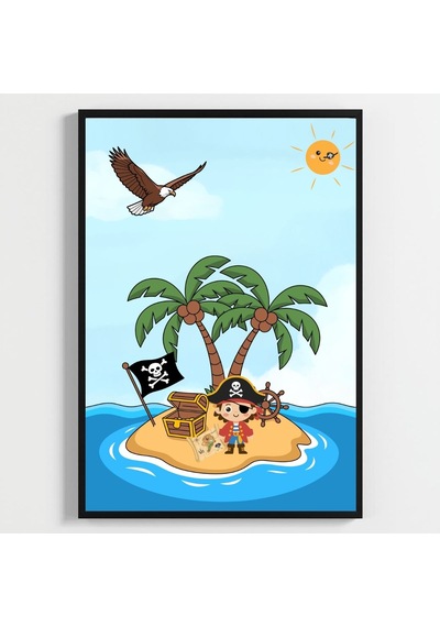 Besay Korsan Macerası Erkek Çocuk Odası Duvar Dekorasyonu Mavi Okyanus Ve Korsan Gemisi Posteri 3'lü Set A2 Çerçevesiz
