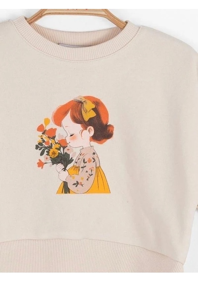 Nk Kids Kız Bebek Pamuklu İki İplik Bahar Sweatshirt-14717 Krem
