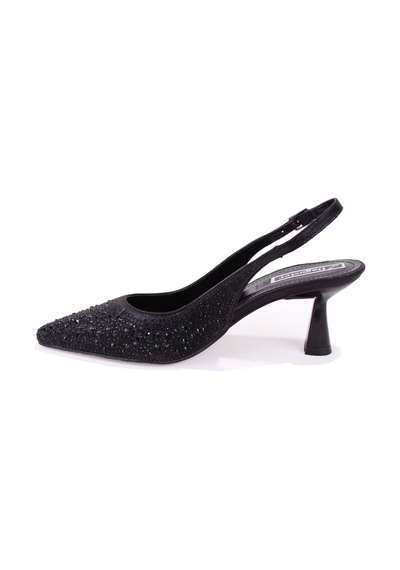 Dagoster Dza07-1240a87 Siyah Taşlı 7 Cm İnce Topuklu Abiye Kadın Ayakkabı Siyah
