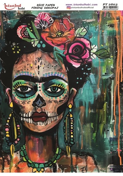Pirinç Dekopaj Kağıdı 30x42cm Pt-2603 Frida Kahlo