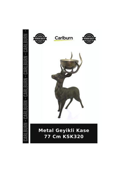 Özel Üretim Dekoratif Geyik Figürlü Salon Sunum Metal Geyikli Kase 77 Cm Ksk320