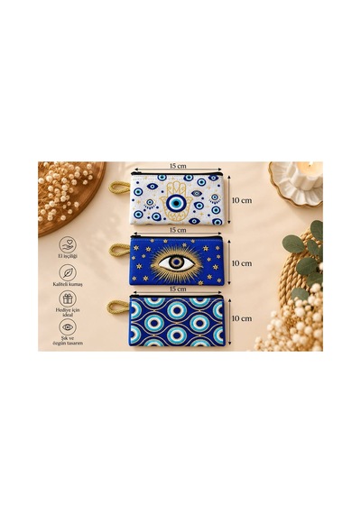 Badufa Home 3lü Mini Cüzdan-hediyelik-para Cüzdanı Mavi Mavi