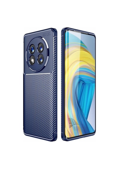 Honor Magic 7 Lite Uyumlu Silikon Kılıf Karbon Desenli Kamera Korumalı Kapak Lacivert Lacivert