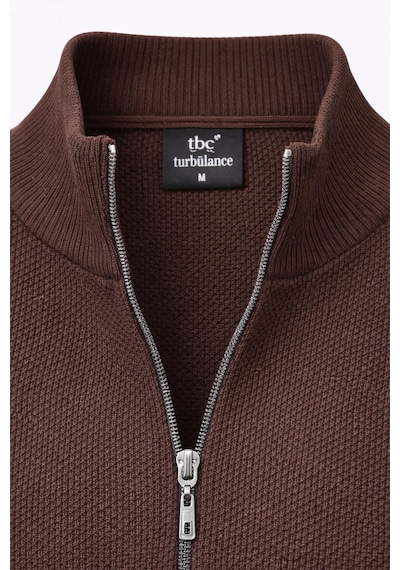 Turbulance Slim Fit Erkek Tam Fermuarlı Triko Ceket - 7521 Kahverengi