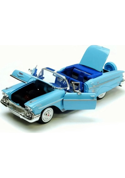 1:24 1958 Chevy Impala Metal Lisanslı Model Araba - Mavi Klasik Koleksiyonluk Çok Renkli