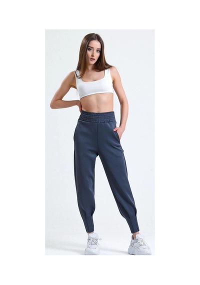 Winmoda34 Jogger Dalgıç Eşofman Geniş Kemer Paça Büzgülü Gri