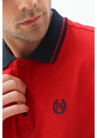 Erkek Regular Kalıp Polo Yaka T-shirt Kırmızı