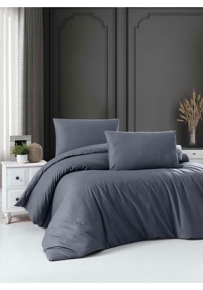 Menderes Home Cotton Collection Ranforce Tek Kişilik Nevresim Takımı Düzboya Antrasit