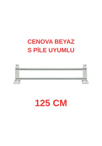 Cenova S Pile Ve Perde Düğmesi Uyumlu Çetray Çift Raylı Modern Ahşap Rustik Beyaz 125 Cm Beyaz