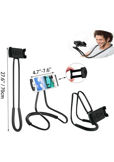 Hpytech Boyuna Da Asılabilen Esnek Telefon Tutucu Çok Fonksiyonlu Telefon Standı Siyah