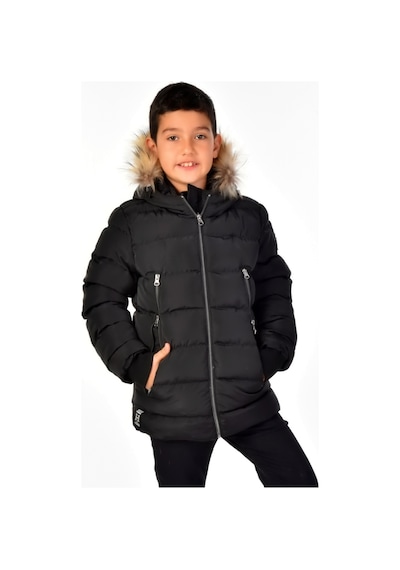 Natürel Kürklü Erkek Çocuk Mont 51248 Siyah
