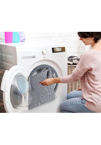 Mainshop Paspas Banyo Duş Küvet Için Vantuzlu Su Drenajlı 54x54 Cm M-163 Gri