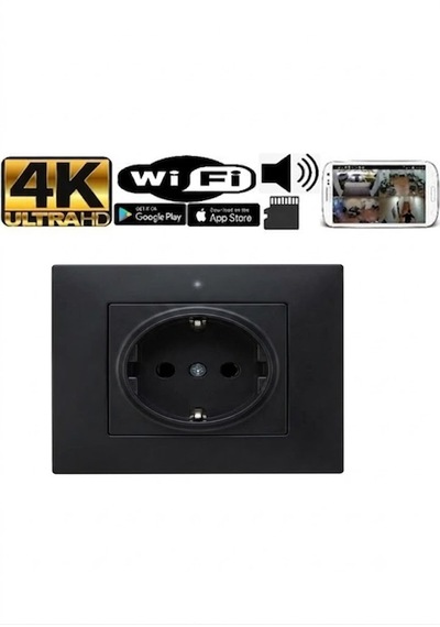 Duvar Prizi Siyah Casus Mini Gizli Wifi Kamera 1080p Hd 4k Kalite