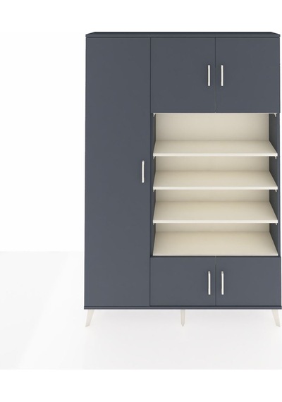 Arges Dolap 10 Raflı 5 Kapaklı 132x30x195 Antrasit-antrasit/a... Antrasit