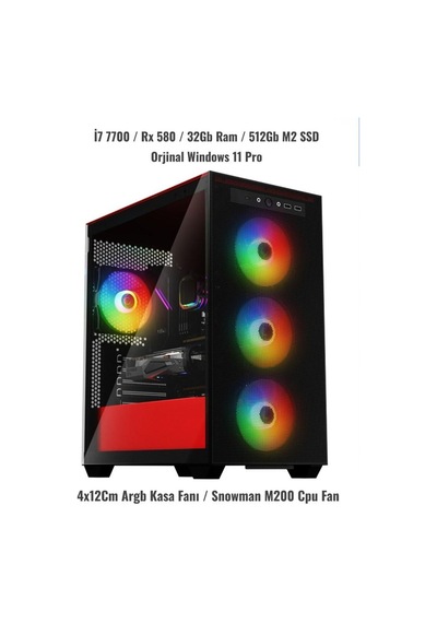 Ramtech B770 i7-7700 32 GB 512 GB M2 NVMe SSD RX580 W11P Masaüstü Oyuncu Bilgisayarı