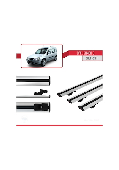 Opel Combo C 2001-2011 Arası İle Uyumlu Basic Model Ara Atkı Tavan Barı Gri 3 Adet