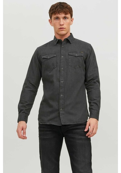Jack & Jones Erkek Jjesheridan Dar Kesim Kot Gömlek 12138115 Siyah
