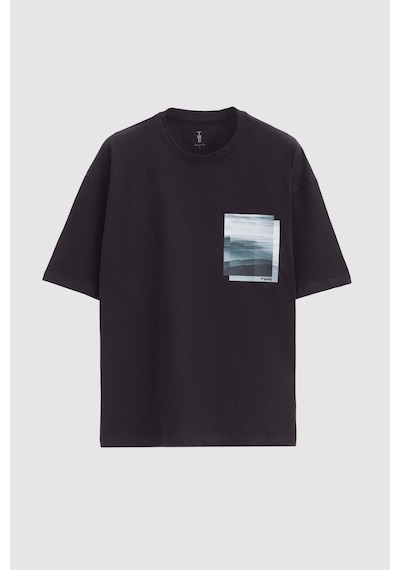 D's Damat Oversize Siyah Baskılı %100 Pamuk T-shirt 2EC14ORT05210 Siyah