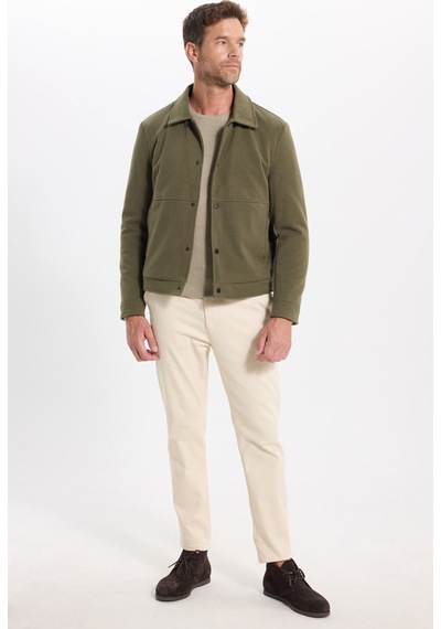Tudors Erkek Slim Fit Dar Kesim Çift Cepli Çıtçıt Kapamalı Haki Mont-46276