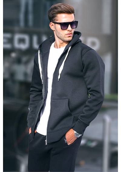 Madmext Siyah Kapüşonlu Regular Fit Erkek Sweatshirt 6140-siyah Siyah