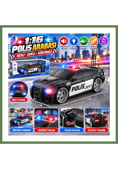Bezos Wy620a 1:16 Sesli Oyuncak Polis Arabası Hb006
