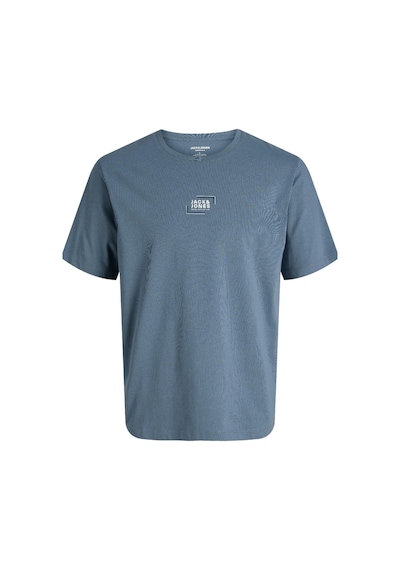 Jack & Jones Erkek Bisiklet Yaka Grafik Baskılı Tişört Mavi
