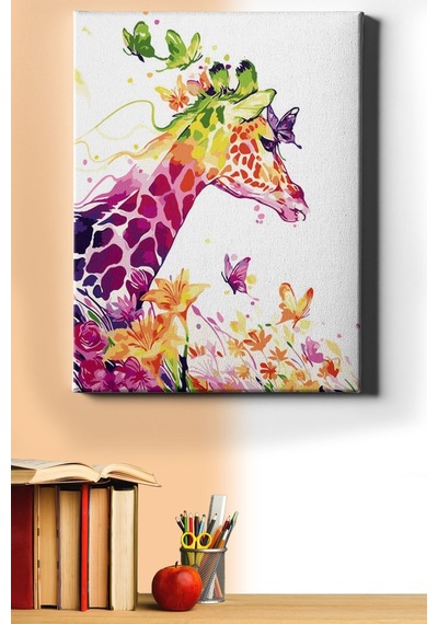 Webstyle Sayılarla Boyama Seti Kasnaklı Rengarenk Zürafa 60 X 75 Cm