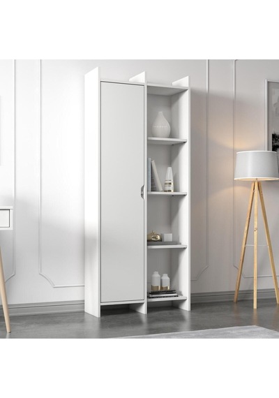 Offer Çok Raflı, Tek Kapaklı Kitaplık Kilim - 180 Cm, Ev-ofis, Kütüphane - Beyaz Beyaz