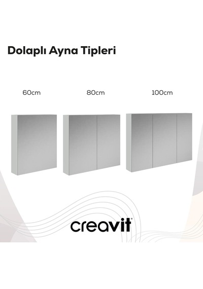 Creavit D20 100 Cm Beyaz Aynalı Dolap Melamin Gövde Beyaz