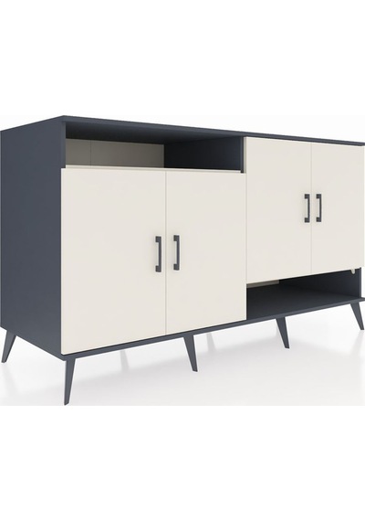 Kronos Konsol 6 Raflı 4 Kapaklı 176x59x99 Antrasit-aytaşı Aytası/aytası - Antrasıt