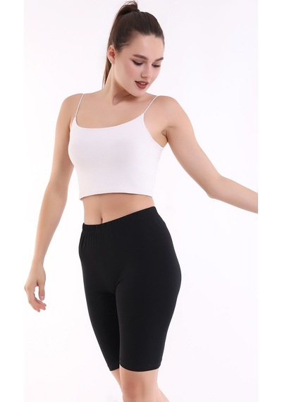 Self Clothing Kadın Siyah Penye Kumaş Yüksek Bel Kısa Tayt Slf1295
