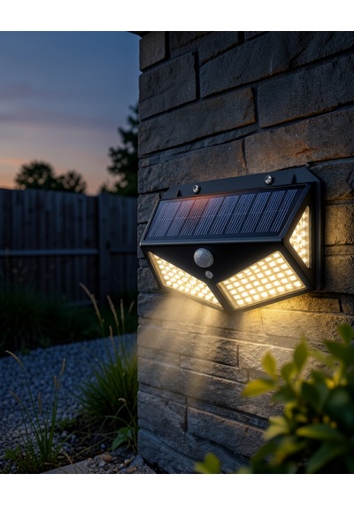 Solar Duvar Lambası 100 Led Ip65 Su Geçirmez Uuczduvarlambası3-1