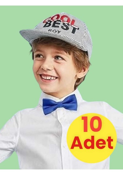 Tezzgelsin Erkek Çocuk Saten Papyon 10 Adet Saks Mavisi