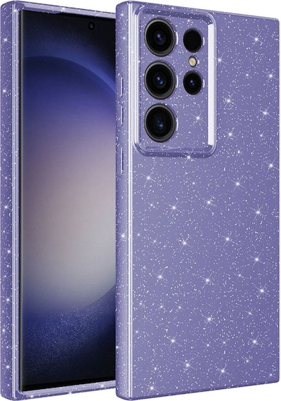 Galaxy S23 Ultra Kılıf Kamera Korumalı Simli Lüks Zore Koton Kapak Mor