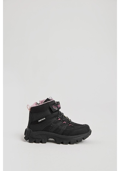 Tonny Black Kalın Kauçuk Taban Lastik Bağcıklı Cırtlı Çocuk Unisex Siyah Pudra Outdoor Trekking Bot Tbkmn340 Siyah Pudra