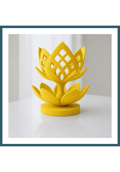 Bezos 3d Baskı Lotus Çiçeği Mumluk - Dekoratif Tealight Mumluk-sarı Ob