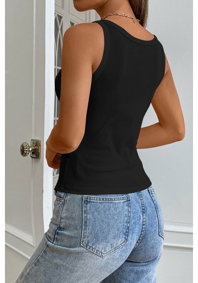 Najmaddin.com Beru Kadın Siyah Kolsuz Kalın Askılı Uzun Crop Top Bluz & Atlet