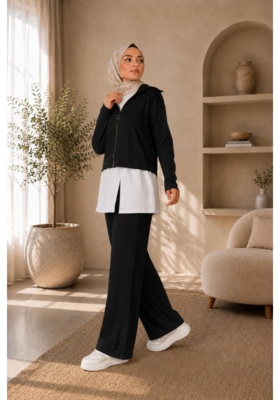 Unika Boutique Kadın Oysho Fermuar Detaylı 3 Lü Takım siyah