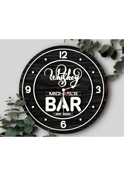 Bk Gift Barlara Özel Dekoratif Siyah Ahşap Duvar Saati 35cm-23 , Bar Duvar Saati , Cafe Duvar Saati , Özel Ahşap Saat Kobitmeyen138353 Bk Gift