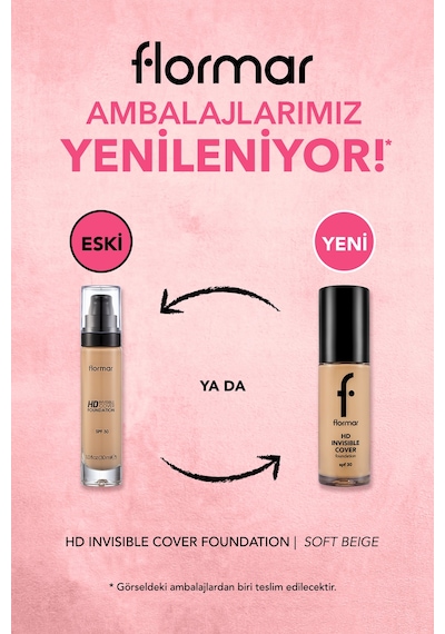 Flormar Doğal Bitişli Fondöten- Invisible Cover HD Fdt. - 080 Soft Beige - 8682536059091